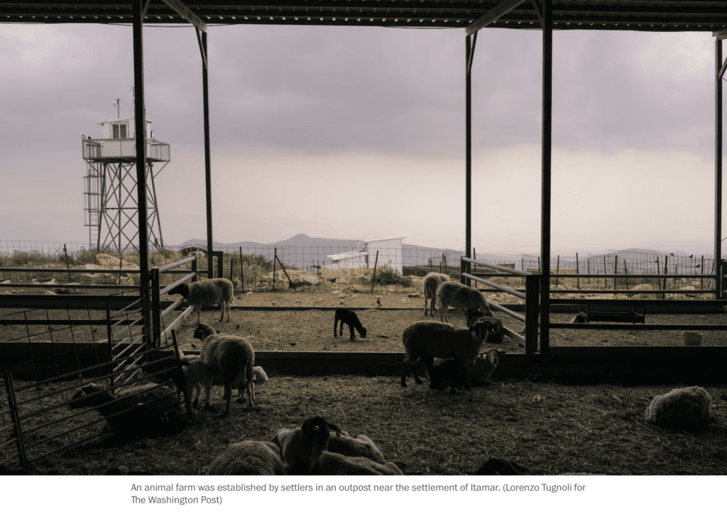 Washington Post — An illegal Israeli outpost of an illegal Israeli settlement farms animals on Palestinian land